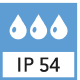 Classe di protezione IP 54 a norma DIN EN 60529 Idoneità ad un breve contatto con i liquidi Per la pulizia, utilizzare un panno umido Resistente alla polvere